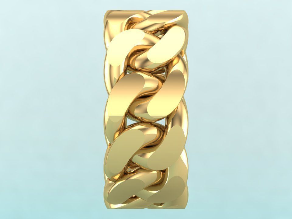 Chain ring - Miami Cuban ring - Link ring - Size 09 3D print model_8