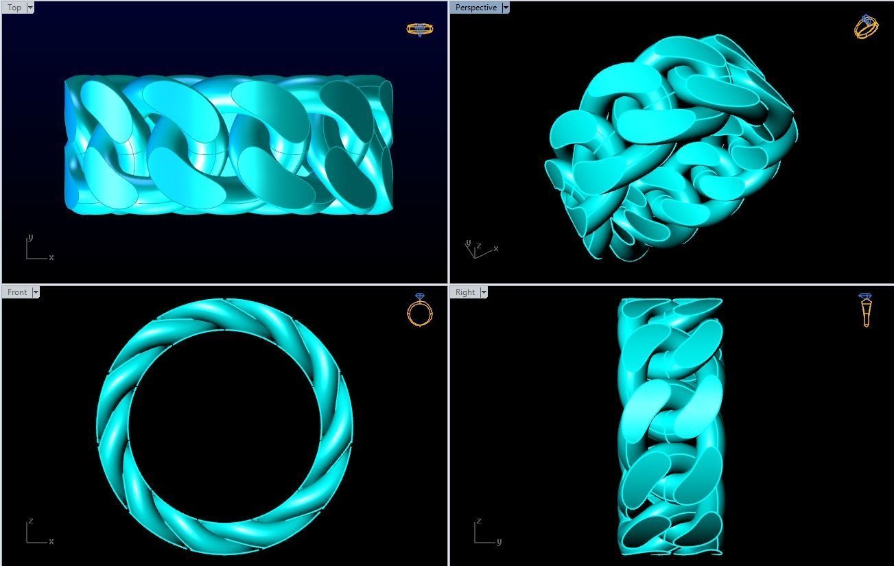 Chain ring - Miami Cuban ring - Link ring - Size 09 3D print model_5