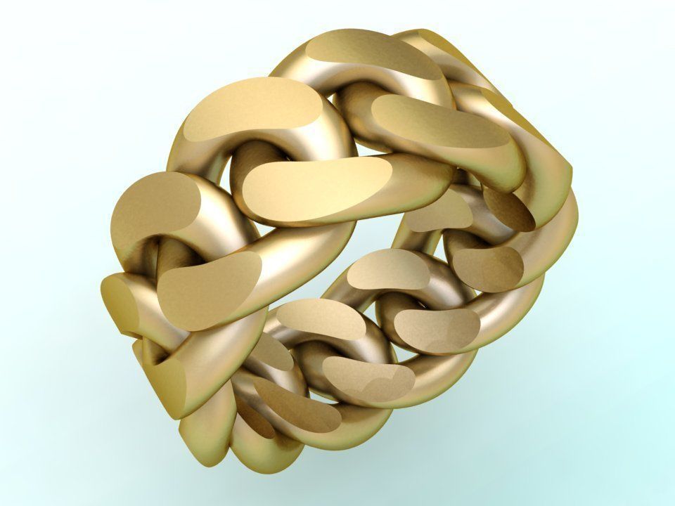 Chain ring - Miami Cuban ring - Link ring - Size 09 3D print model_2