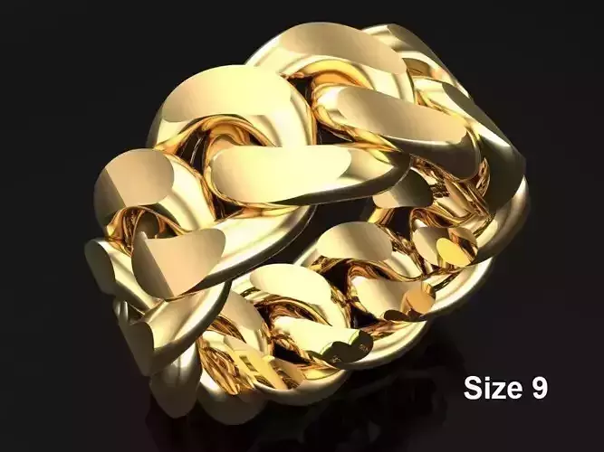 Chain ring - Miami Cuban ring - Link ring - Size 9