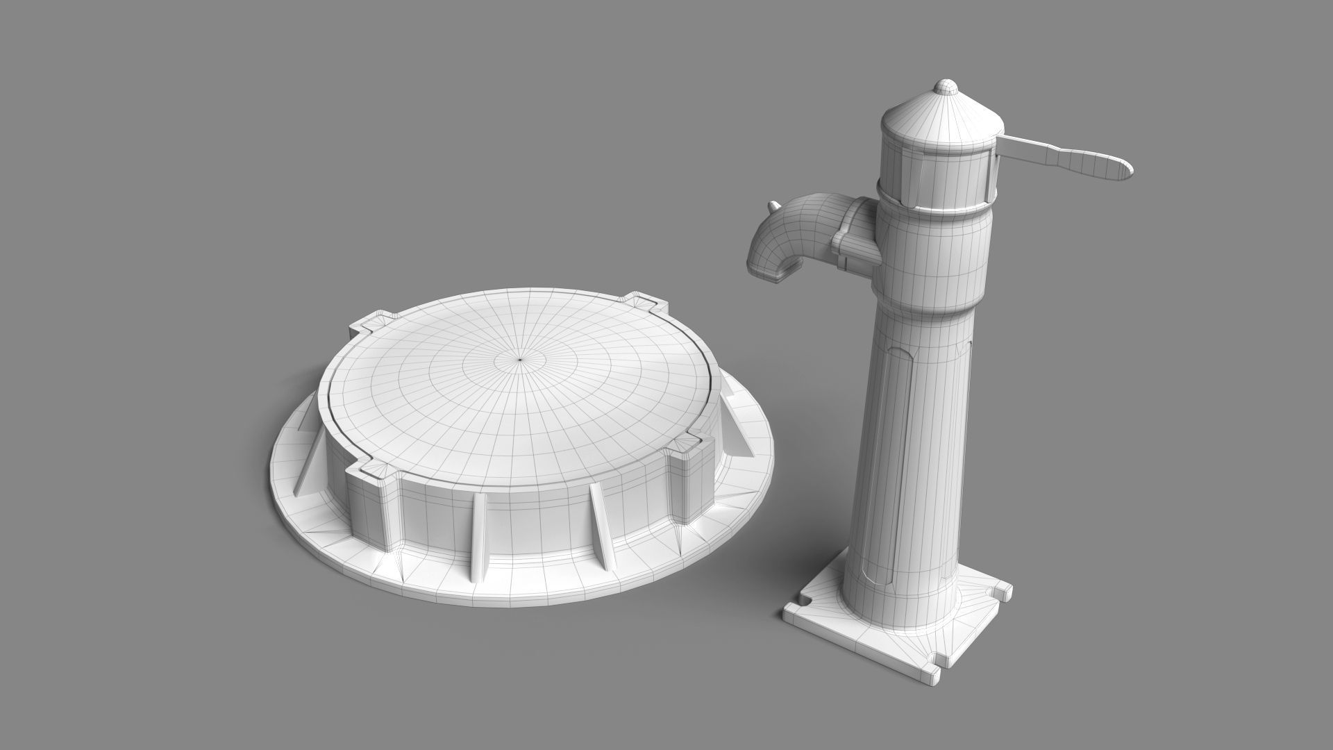 Soviet union hand water pump Low-poly 3D model_9