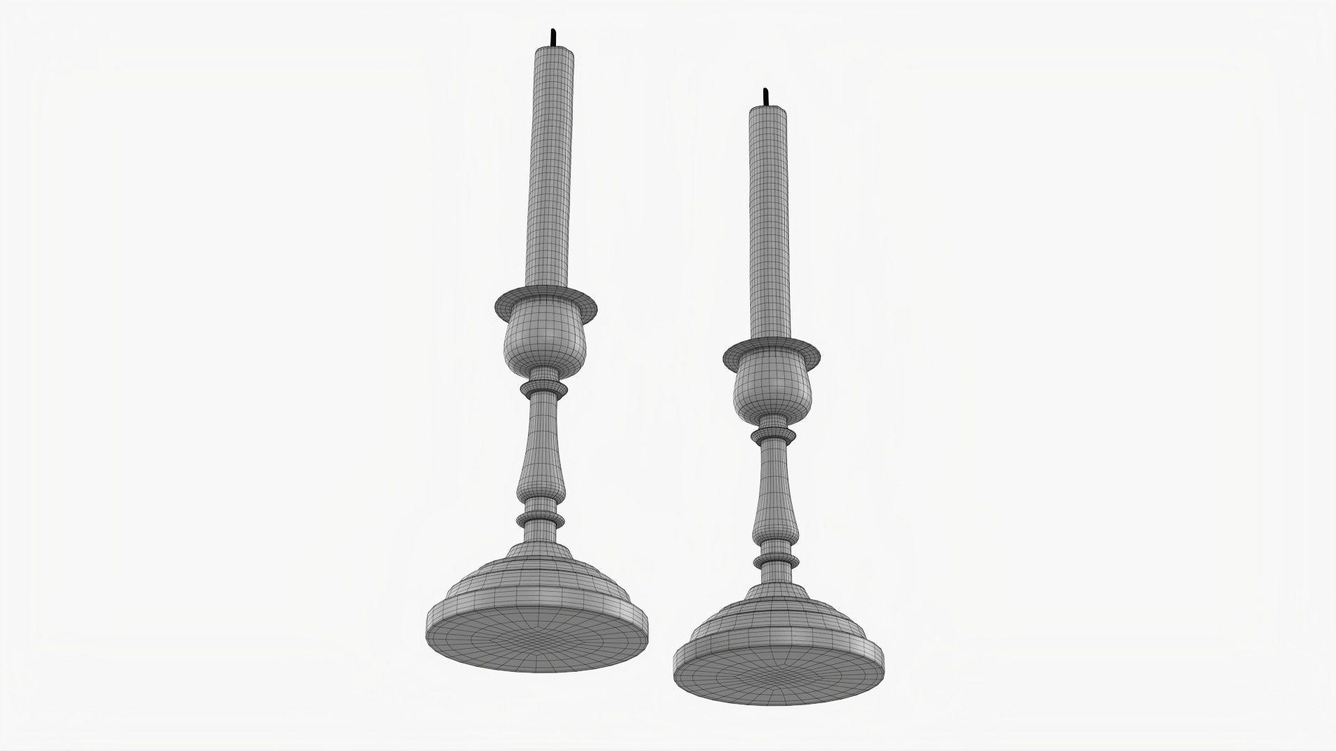 Candlestick with candles pair 3D model_8