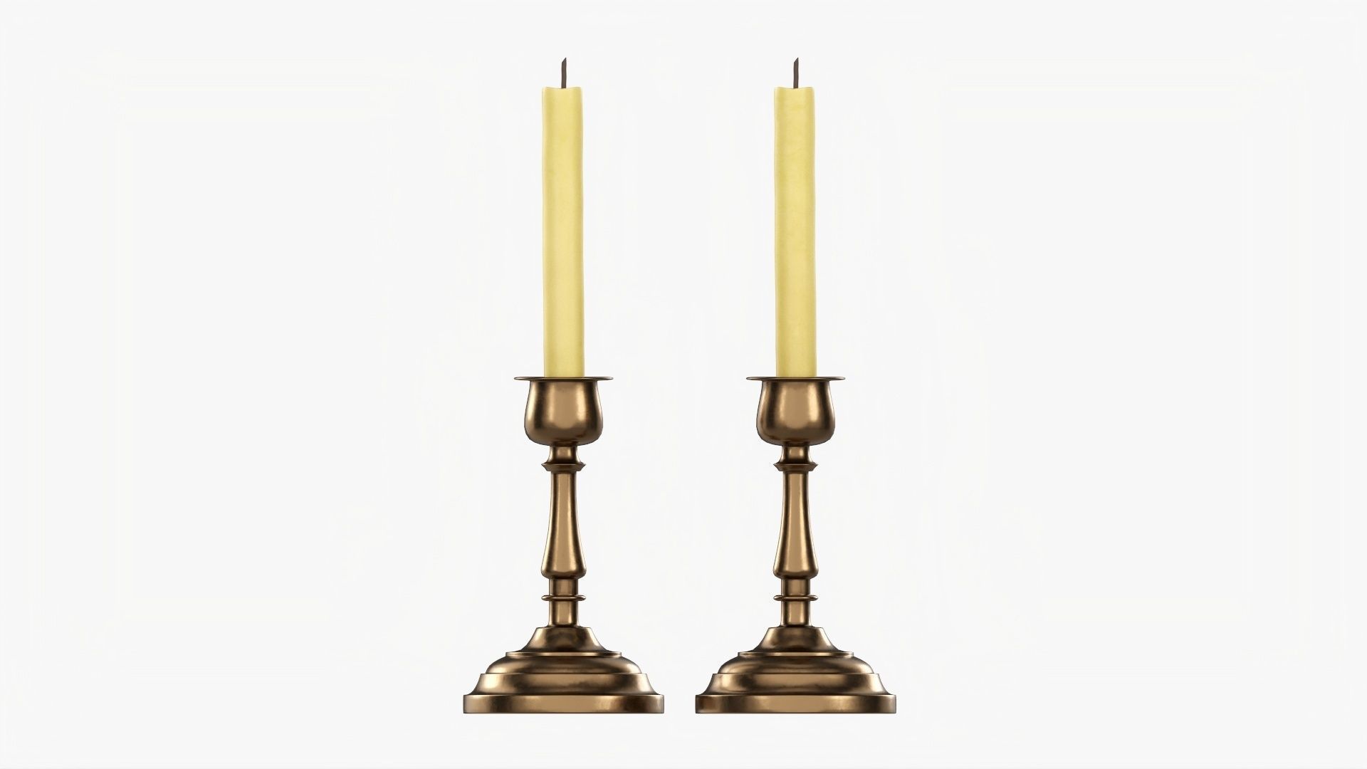 Candlestick with candles pair 3D model_3