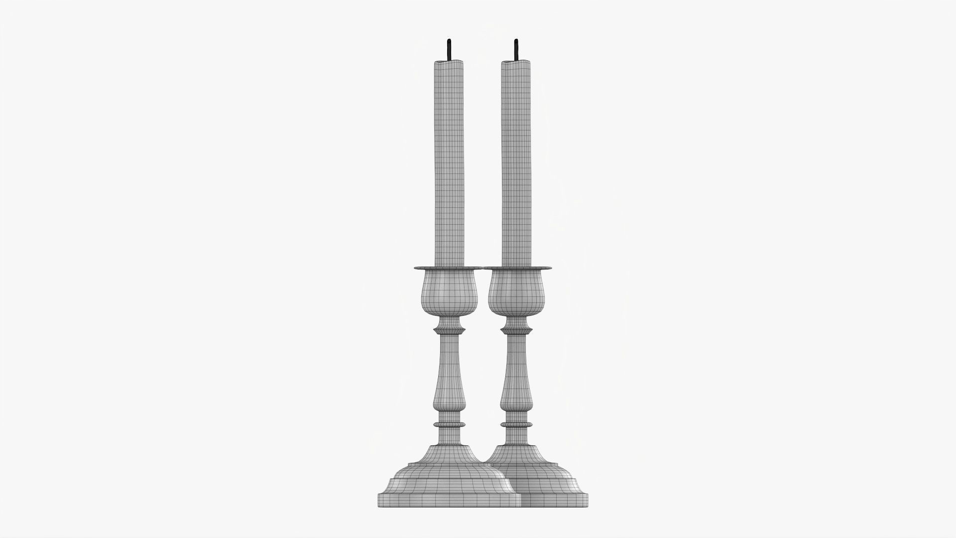 Candlestick with candles pair 3D model_10
