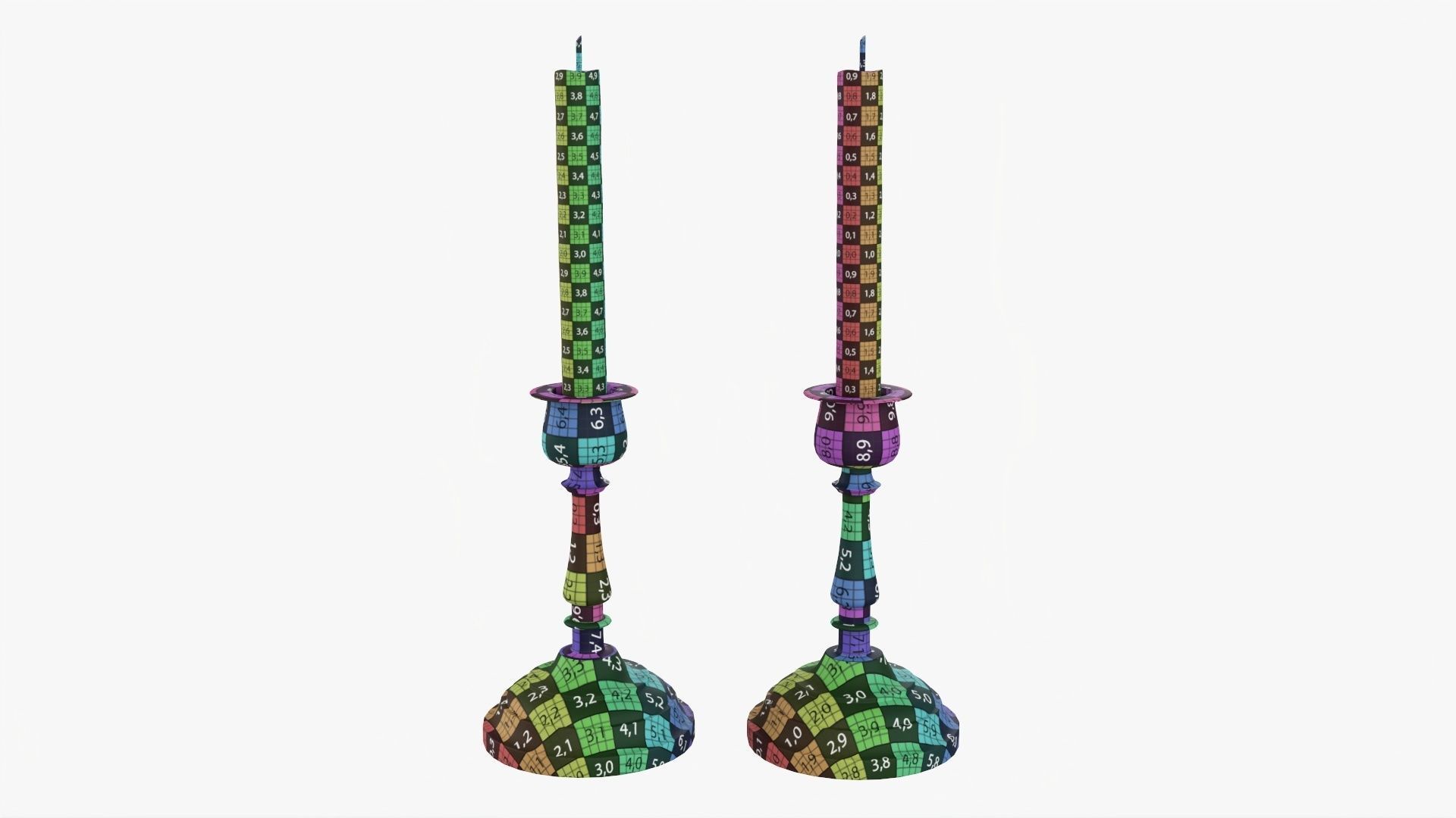 Candlestick with candles pair 3D model_12