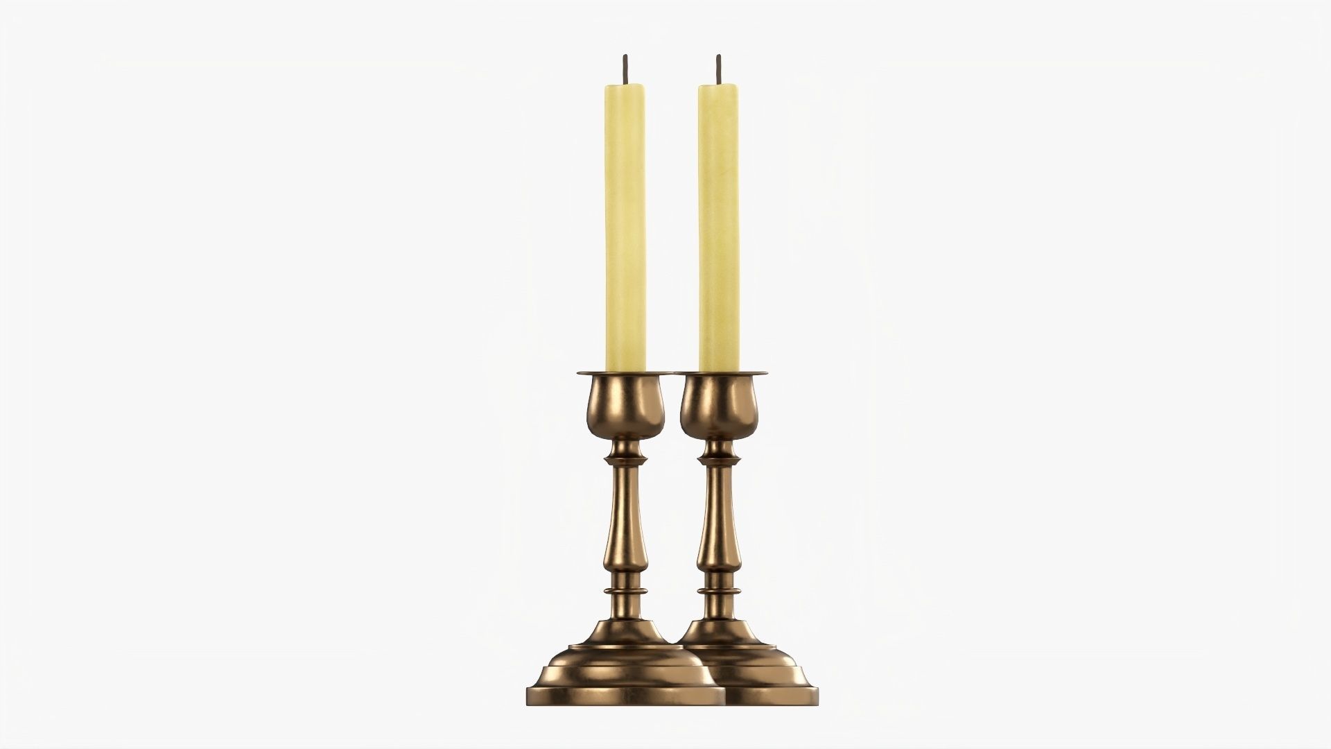 Candlestick with candles pair 3D model_4