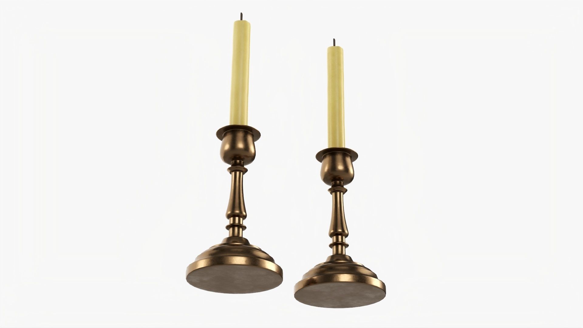 Candlestick with candles pair 3D model_2