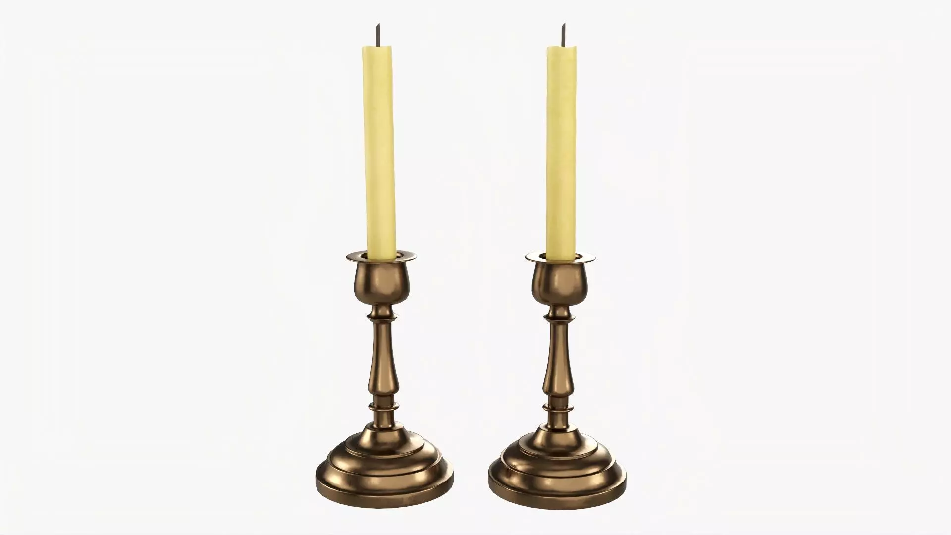 Candlestick with candles pair 3D model_0