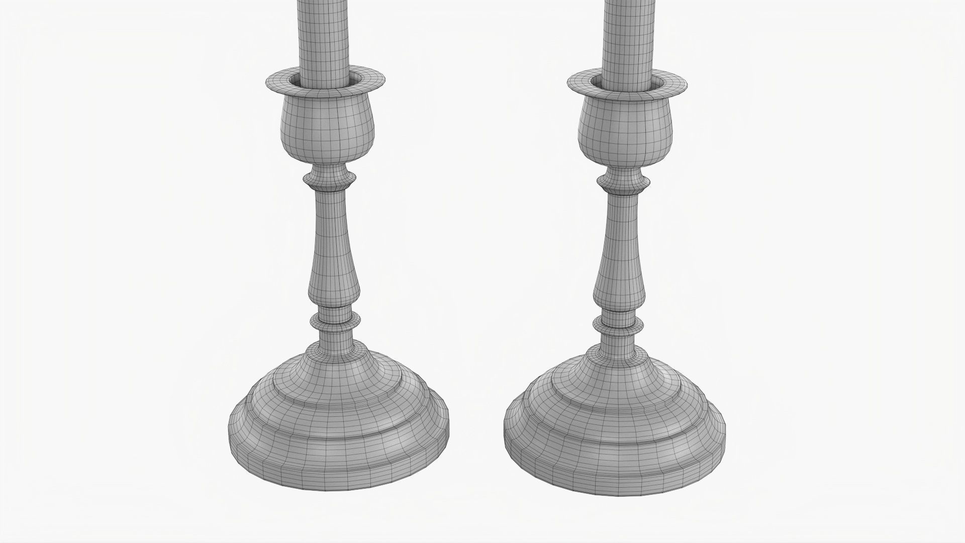 Candlestick with candles pair 3D model_7