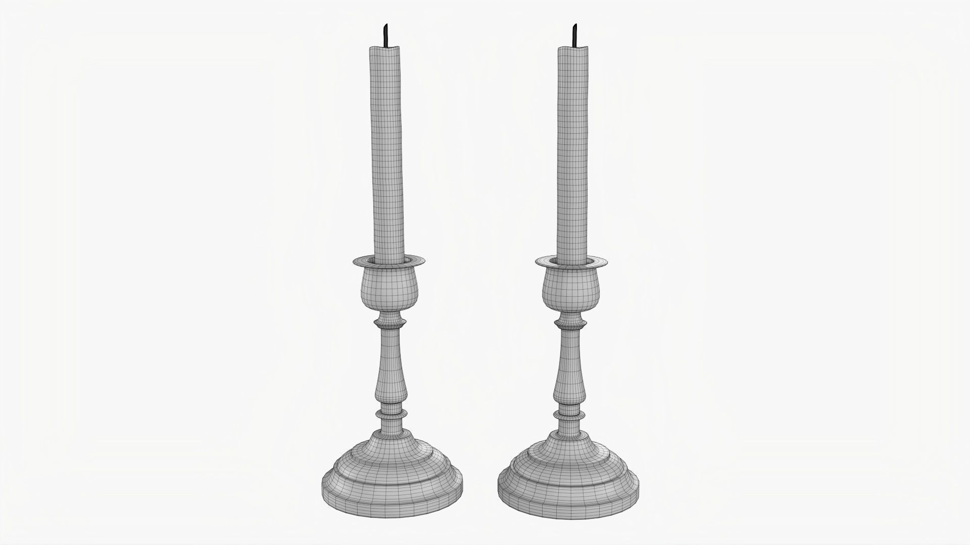 Candlestick with candles pair 3D model_6