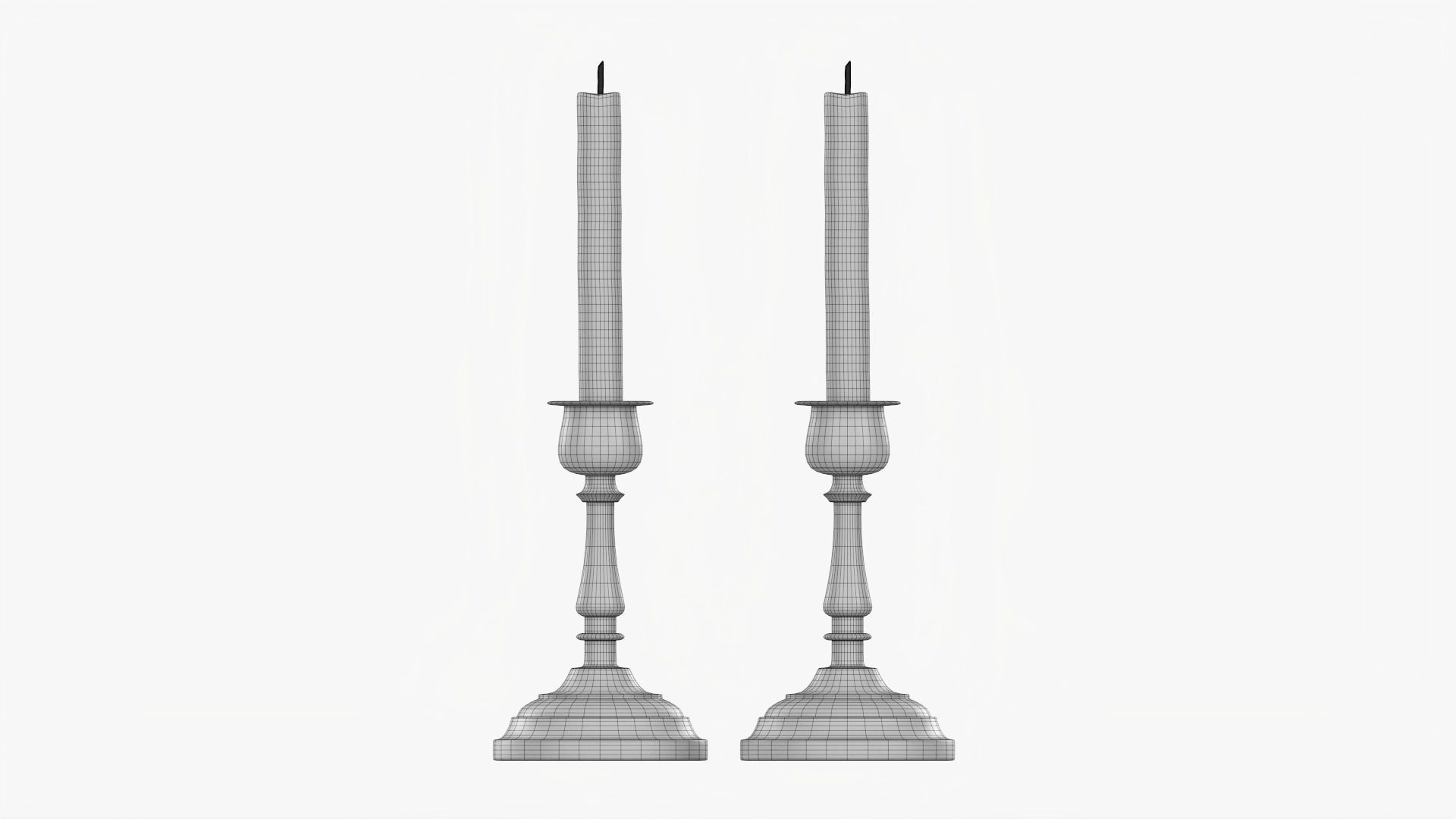 Candlestick with candles pair 3D model_9
