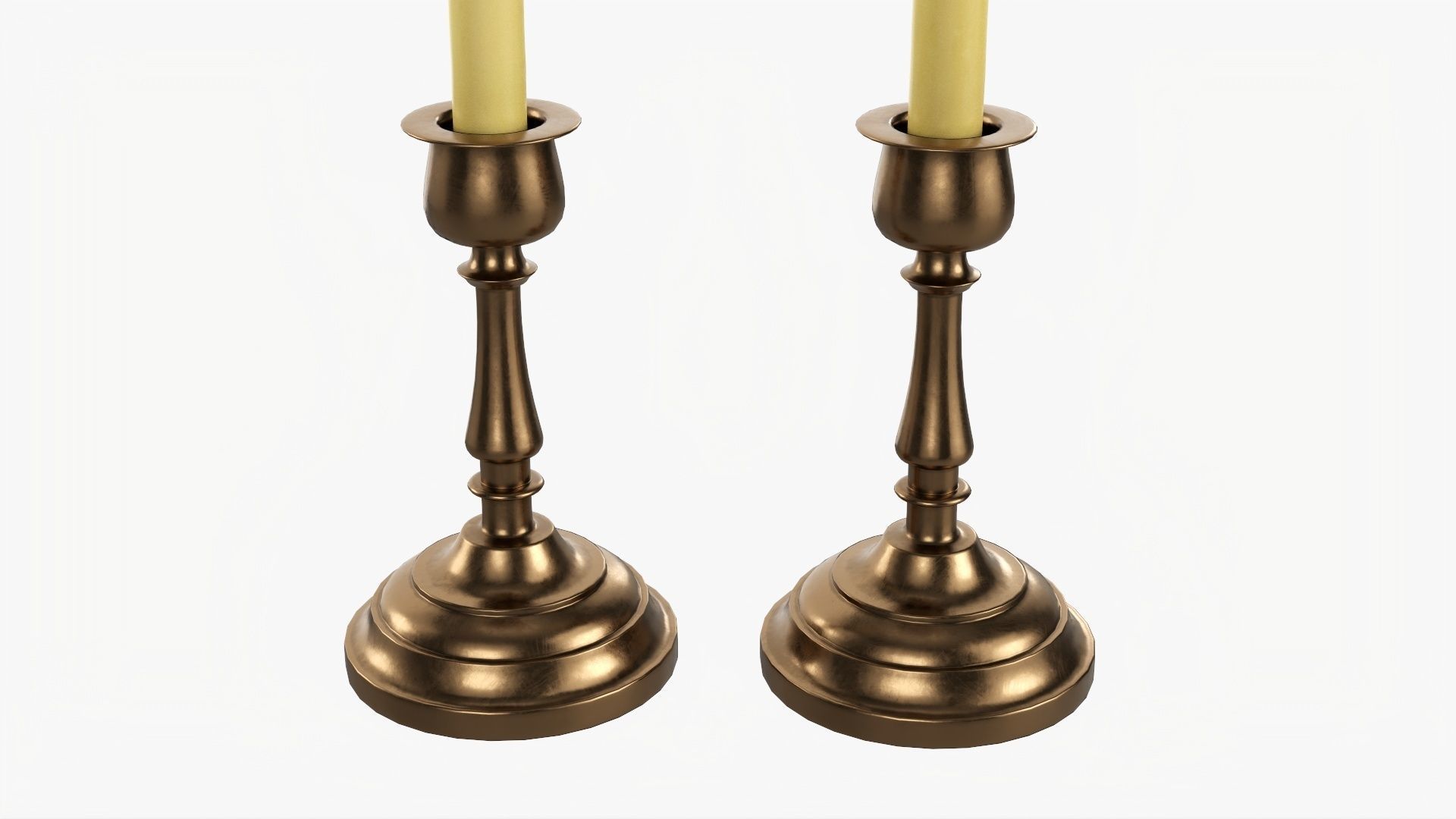 Candlestick with candles pair 3D model_1