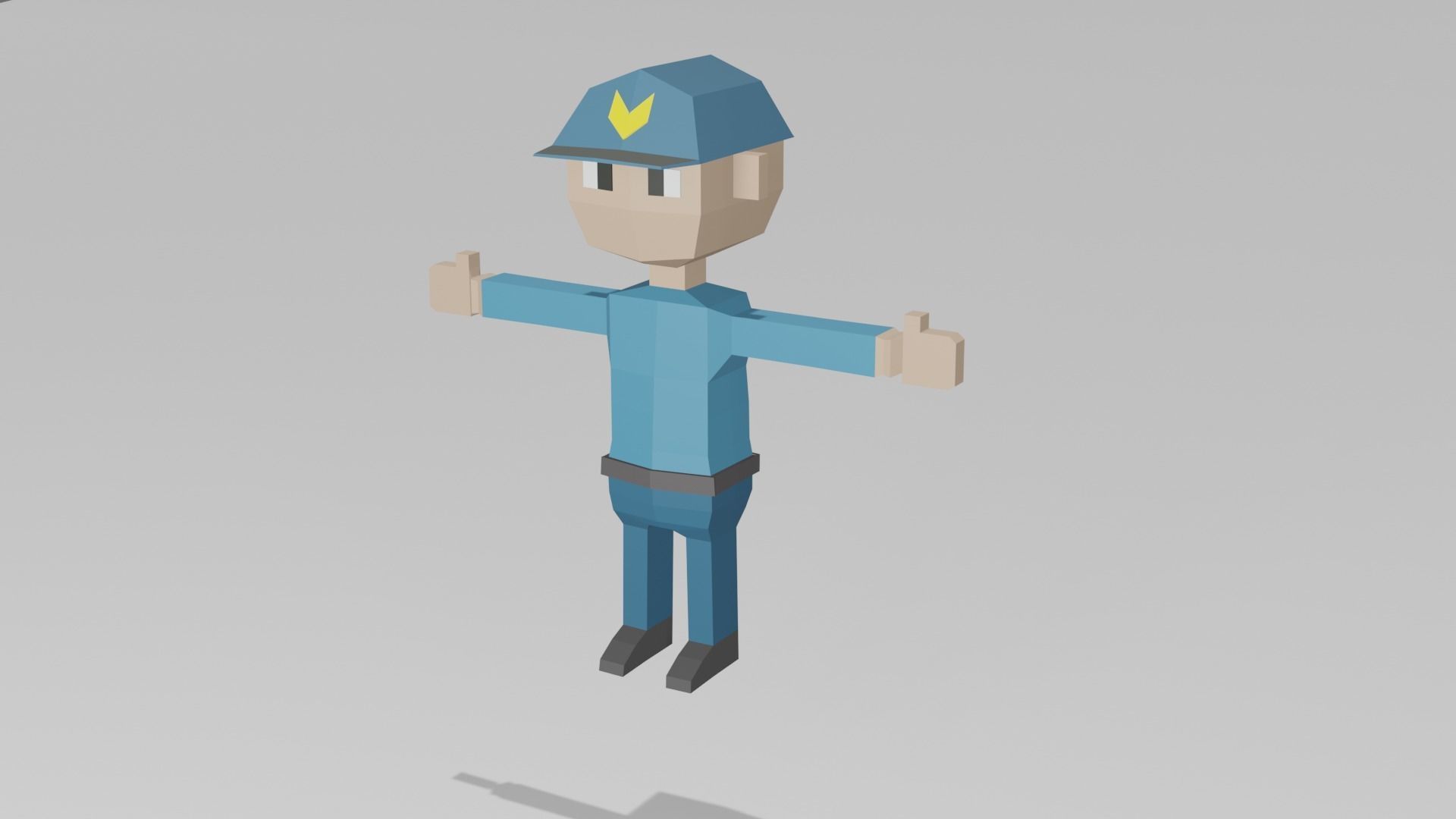 low pory police charecter Low-poly 3D model_1