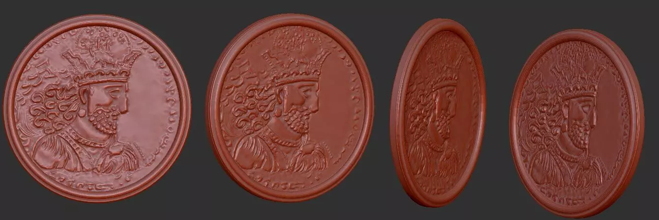 Coin 3D Model with portrait of king 3D print model