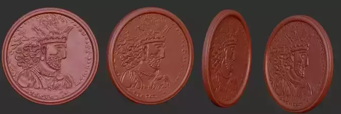Coin 3D Model with portrait of king