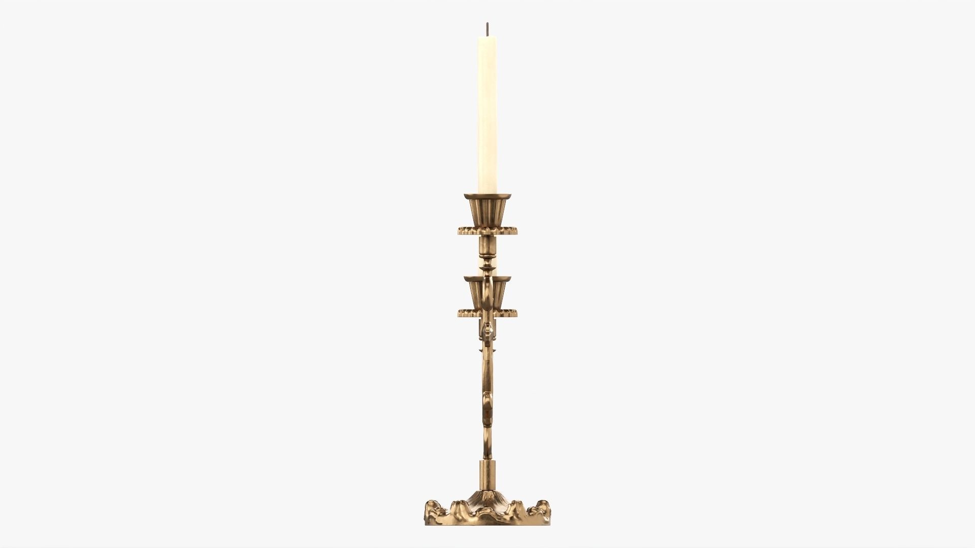 Candlestick with candles antique 01 3D model_4