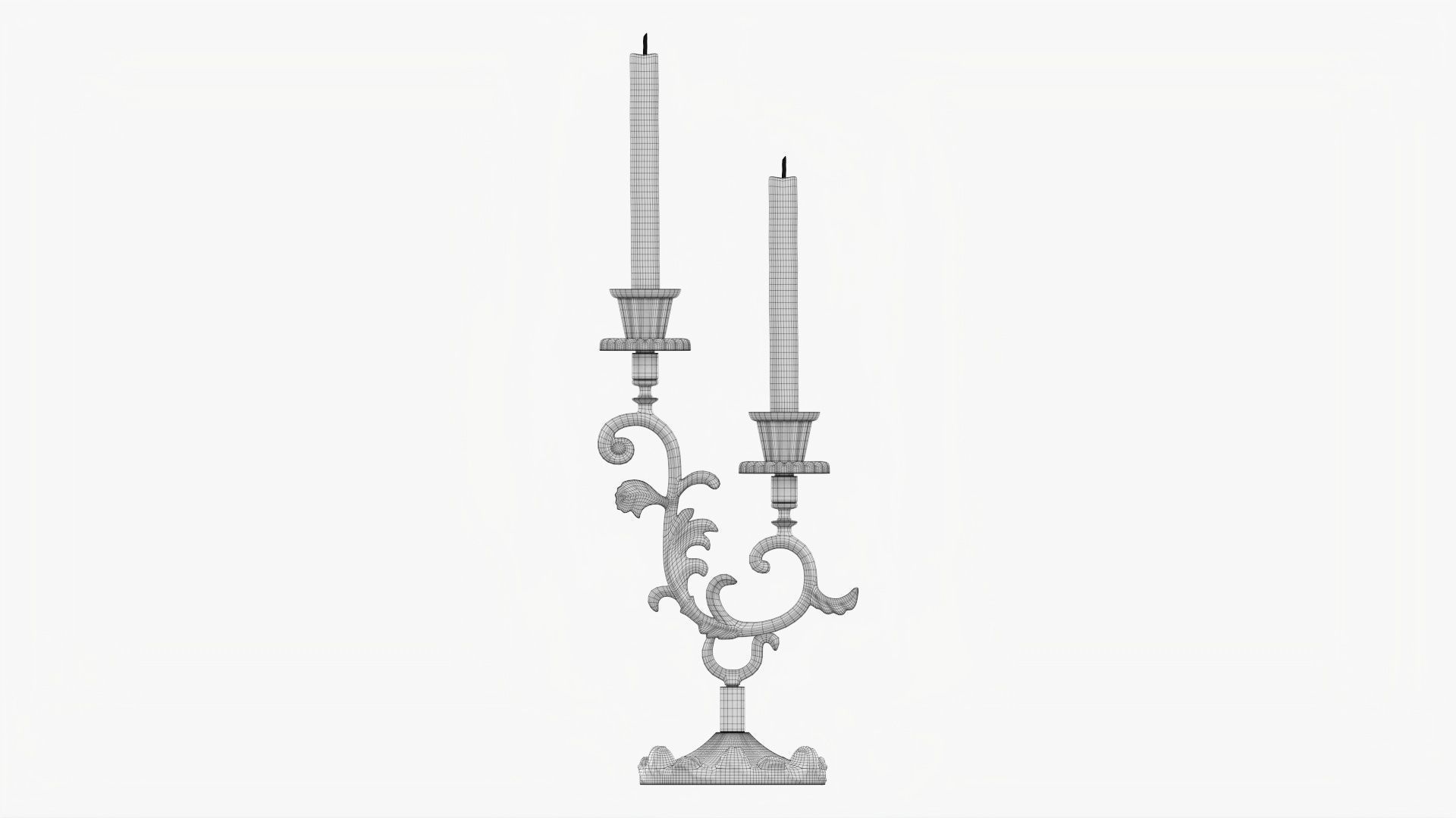 Candlestick with candles antique 01 3D model_9