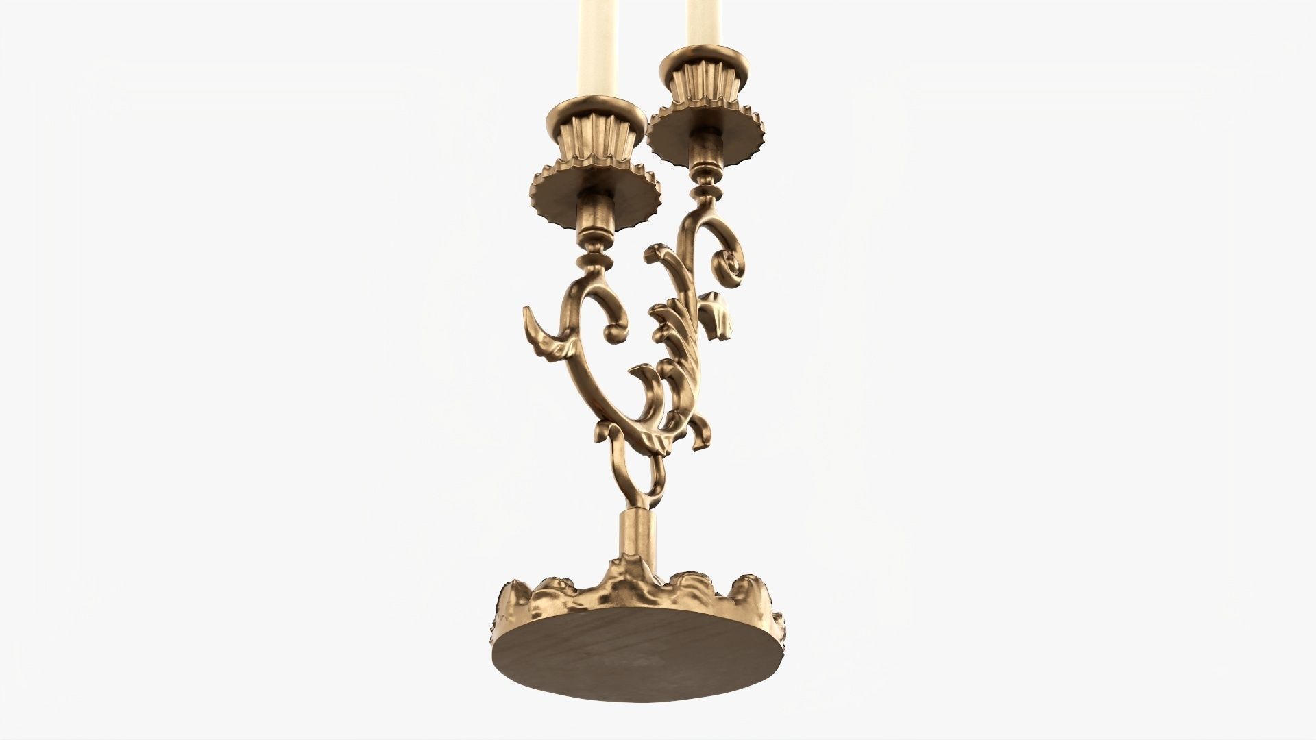 Candlestick with candles antique 01 3D model_2