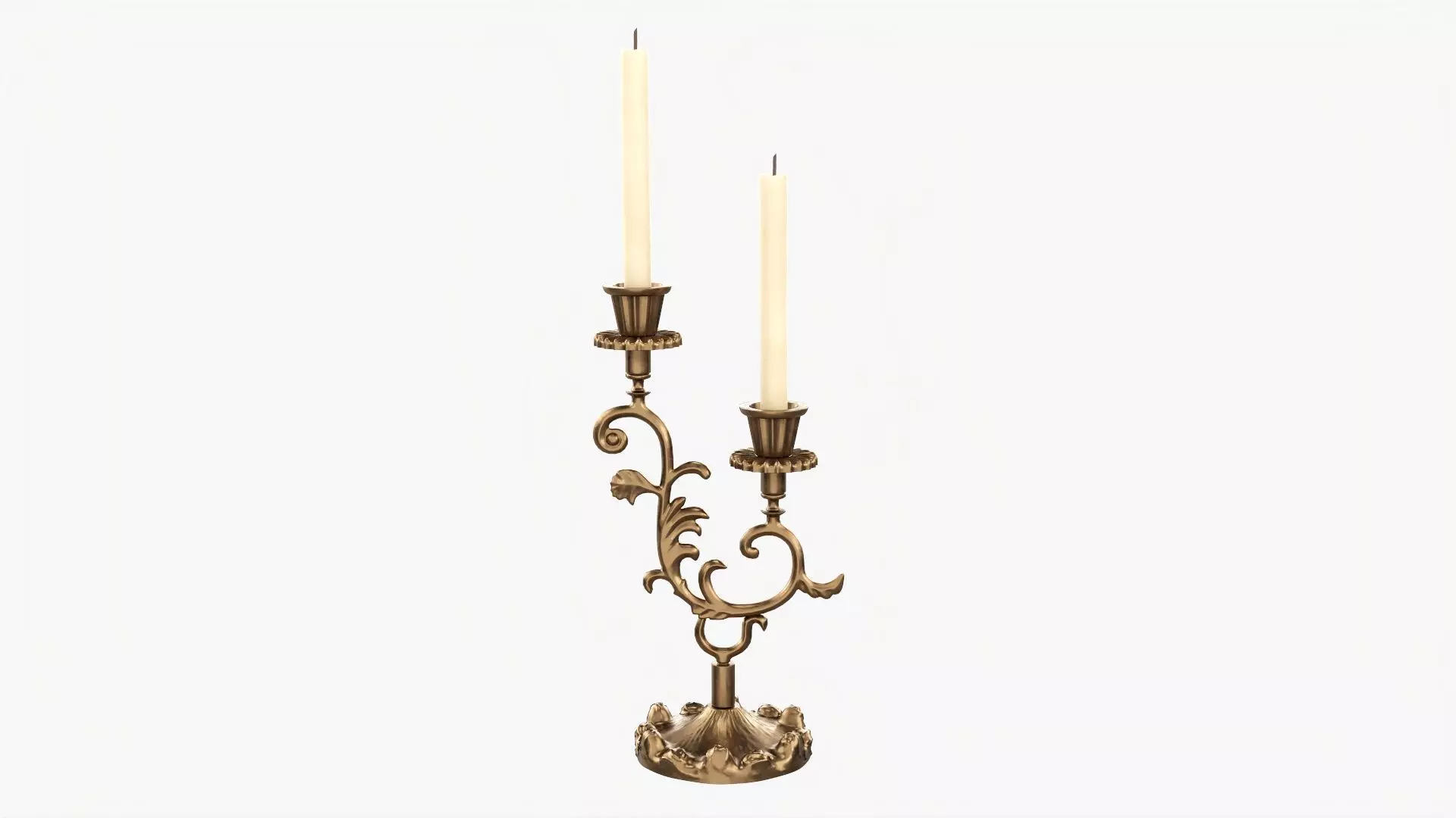 Candlestick with candles antique 01 3D model_0