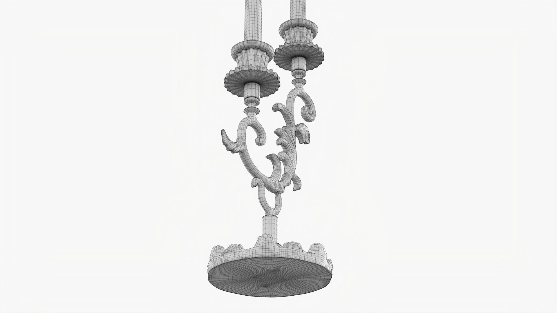 Candlestick with candles antique 01 3D model_8