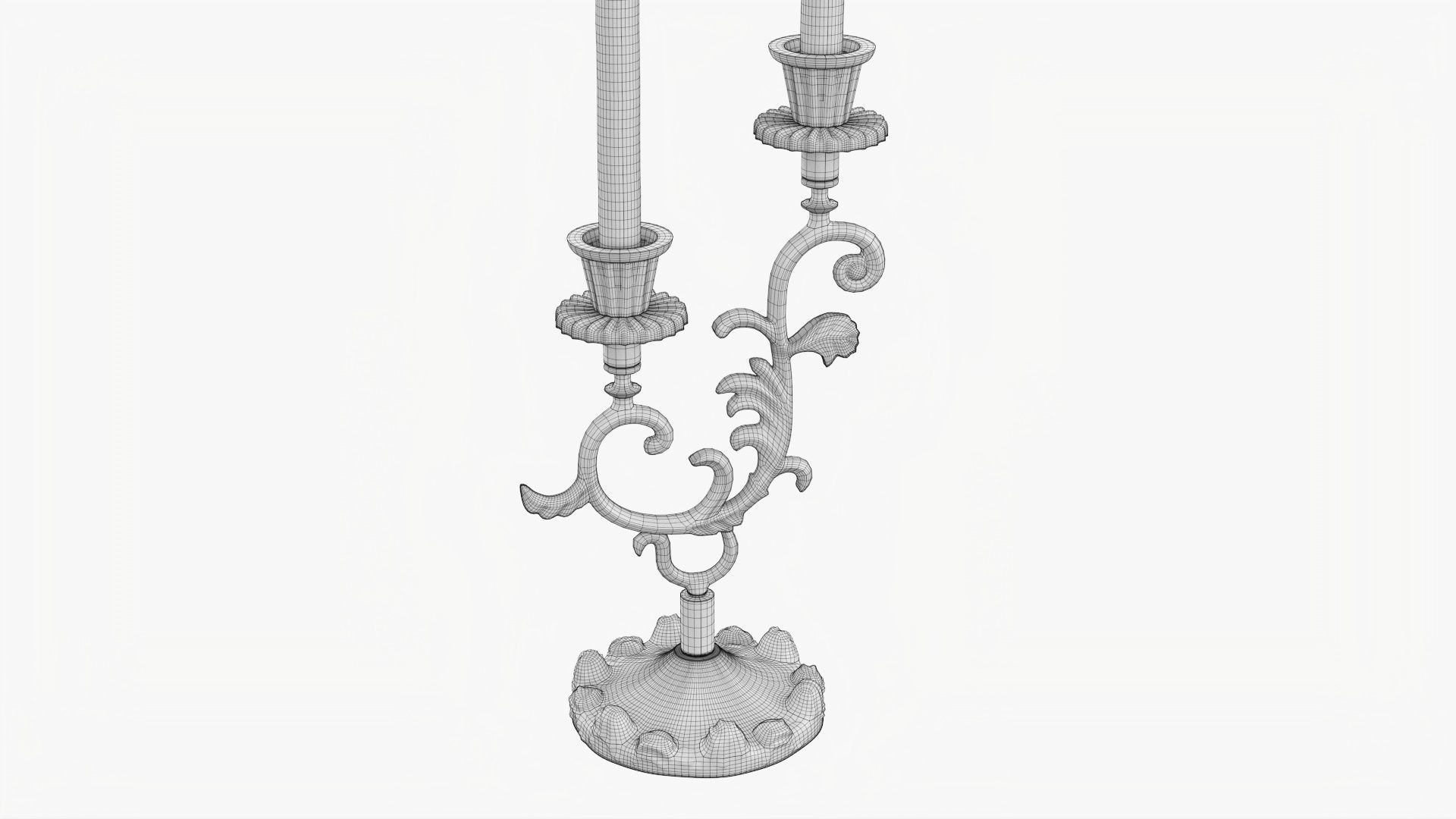 Candlestick with candles antique 01 3D model_7