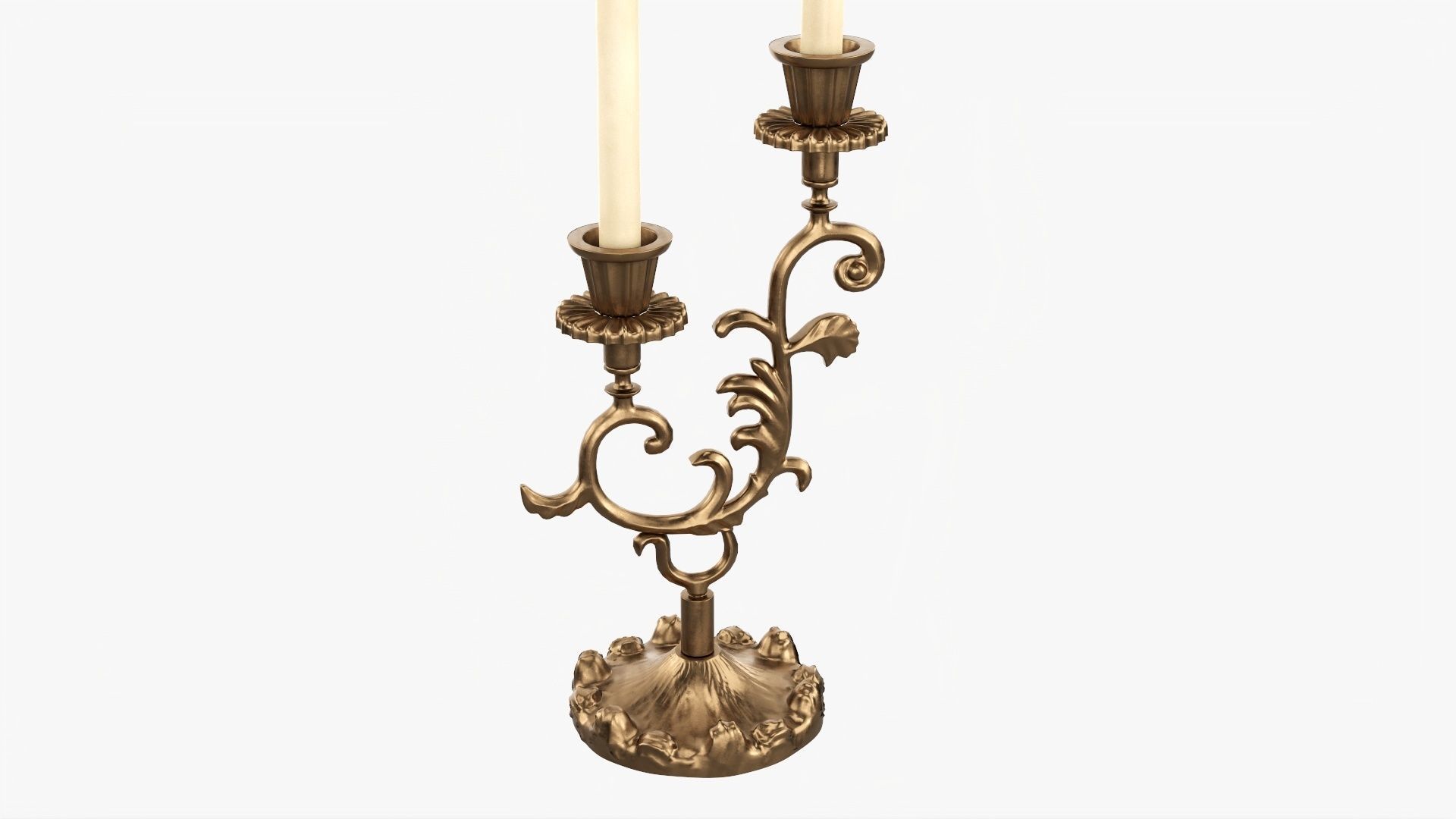 Candlestick with candles antique 01 3D model_1