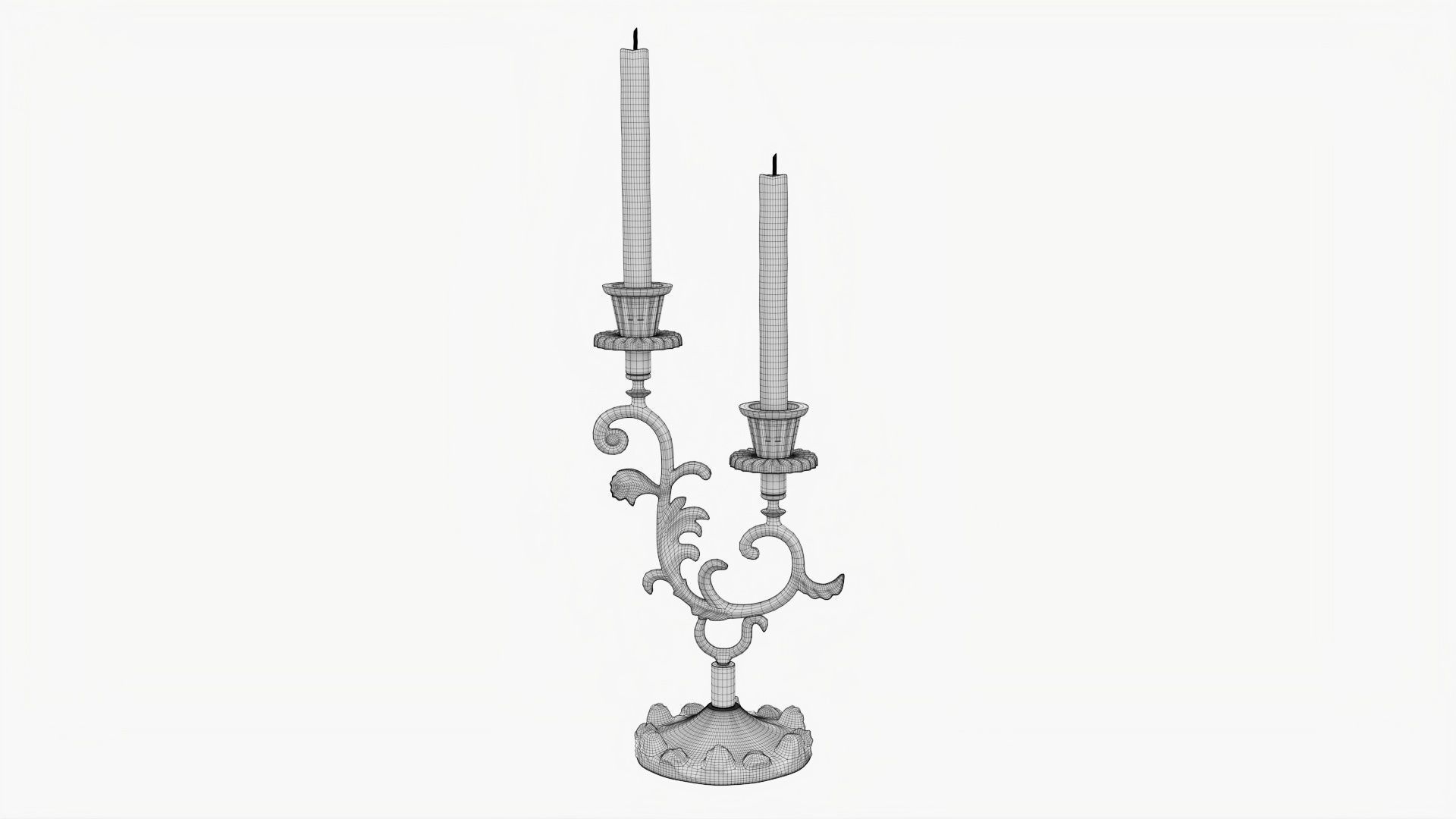 Candlestick with candles antique 01 3D model_6
