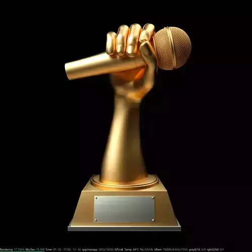 Microphone Trophy - Hand With Microphone 3D Model