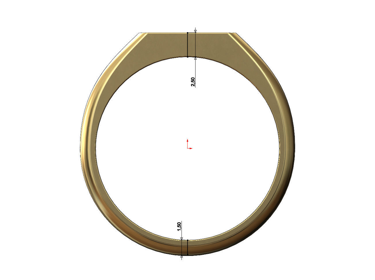 Simple thin rectangular slot signet ring US sizes 5to9 3D print model_7