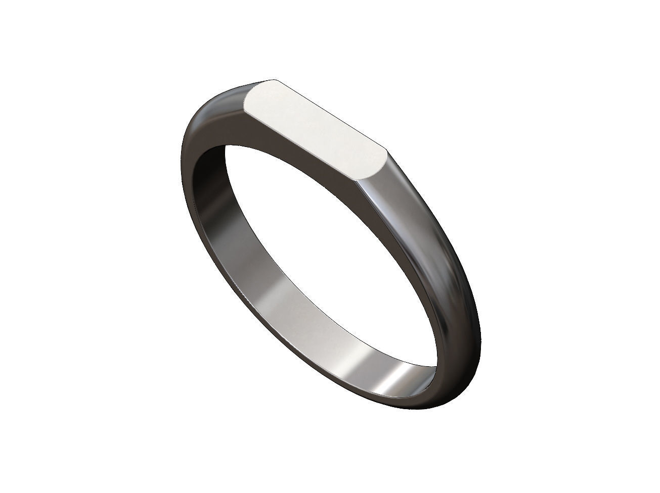 Simple thin rectangular slot signet ring US sizes 5to9 3D print model_9