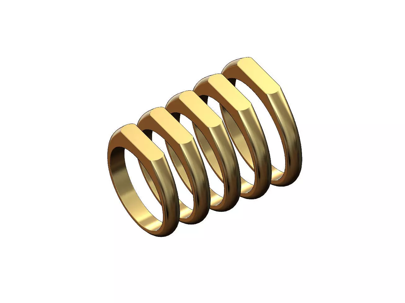 Simple thin rectangular slot signet ring US sizes 5to9 3D print model_0