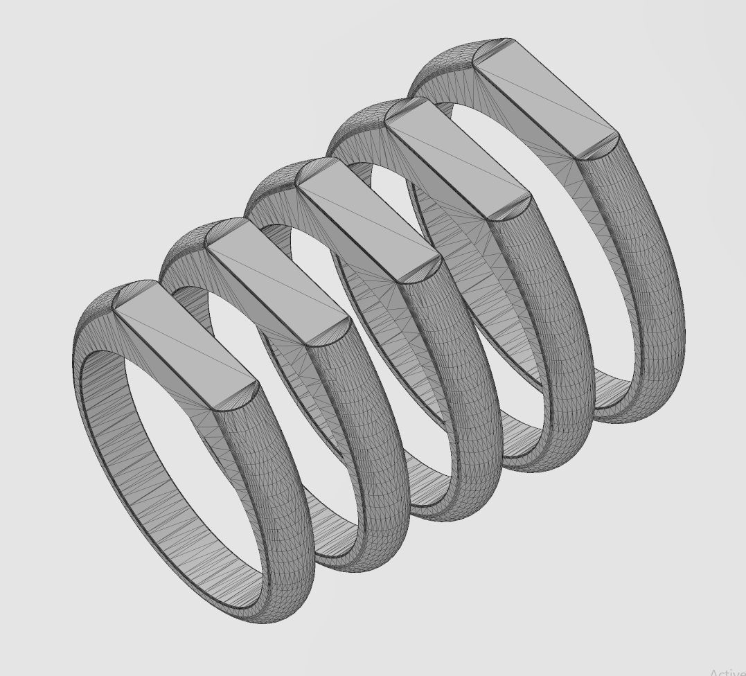 Simple thin rectangular slot signet ring US sizes 5to9 3D print model_13