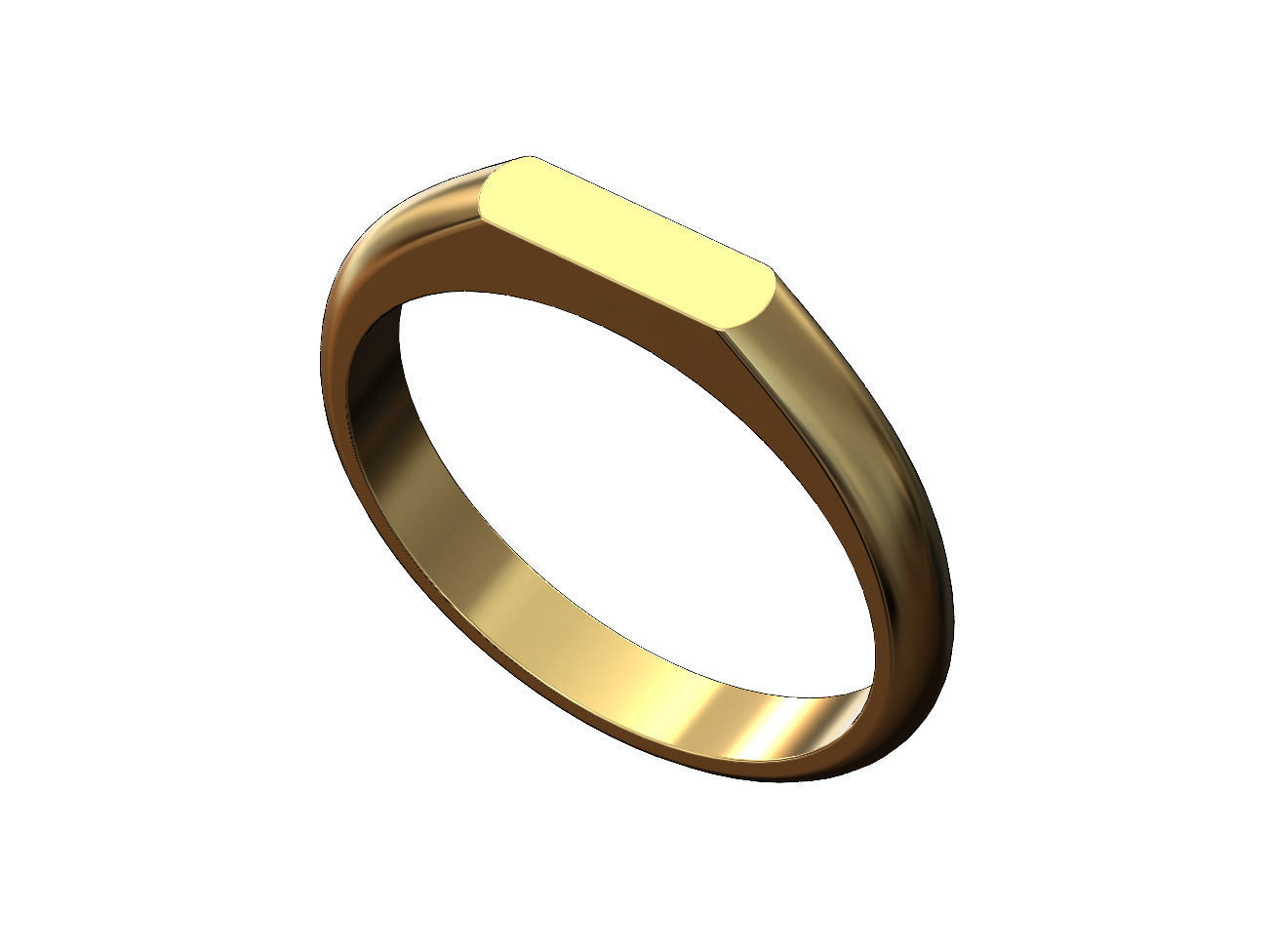 Simple thin rectangular slot signet ring US sizes 5to9 3D print model_4