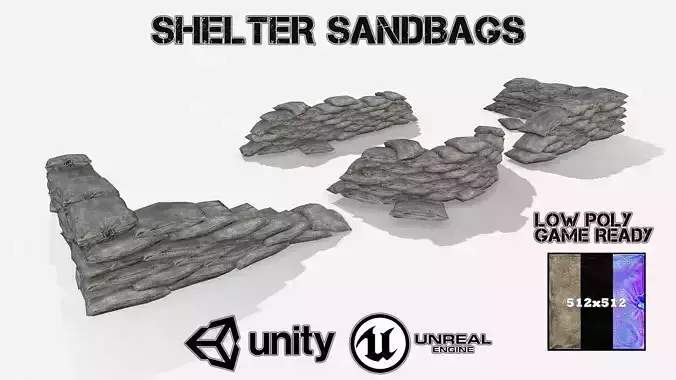 Shelter Sandbags  Low-poly 3D model