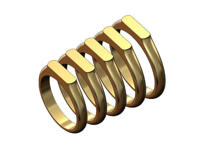 Thin platform rectangular signet ring US sizes 5to9 3D print model