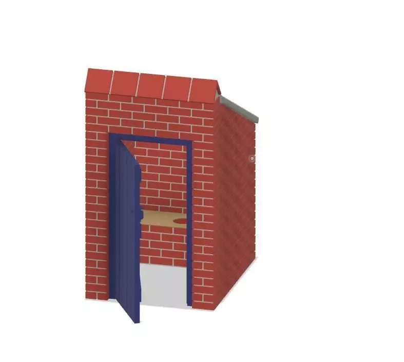 Model Railway Brick Garden Toilet 3D print model_0
