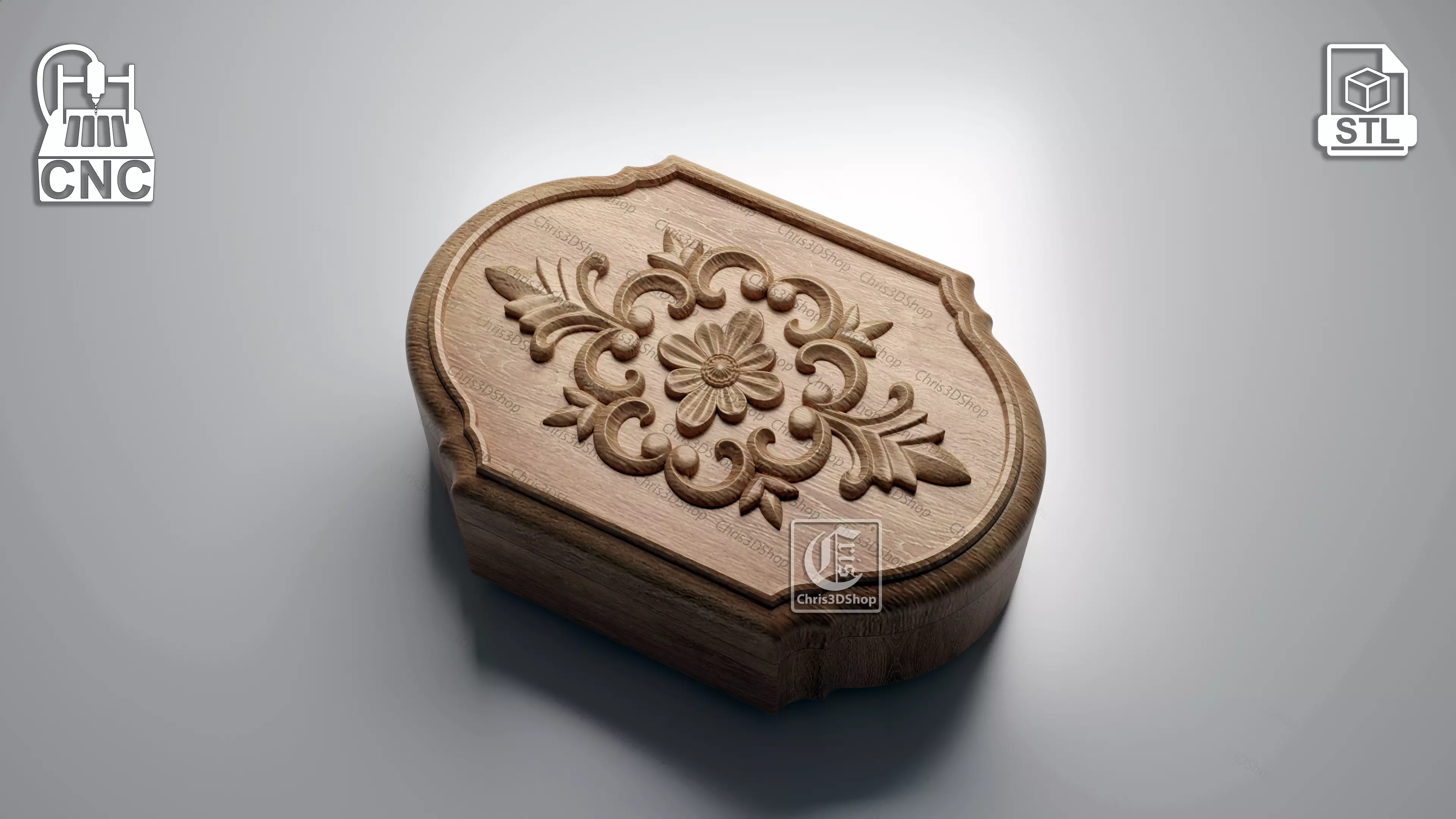 Jewelry Box -3D STL for CNC and 3D Printer 3D print model_0