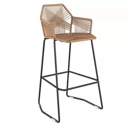 Rattan Geometric Natural Bar Stool