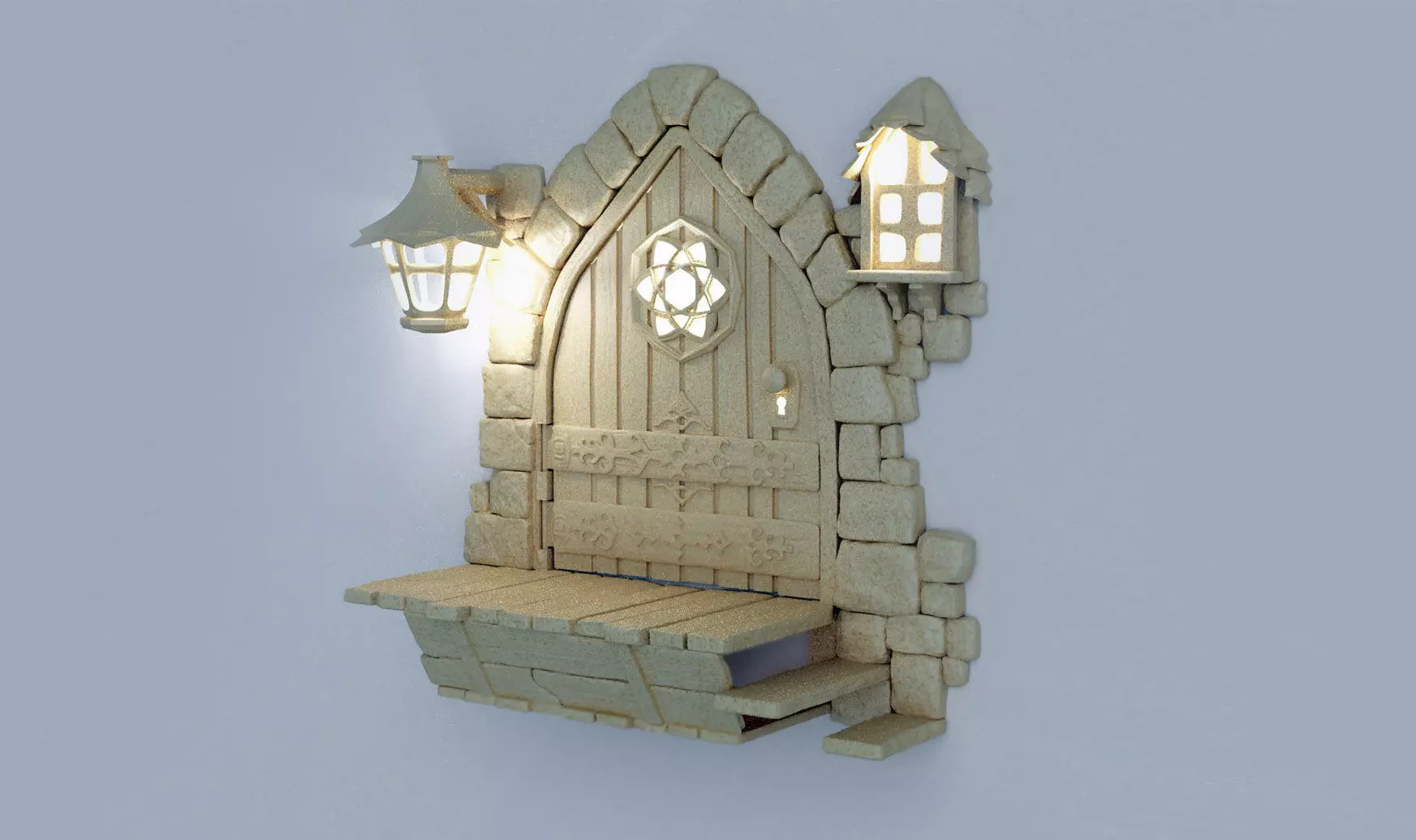MEDIEVAL DOOR - LIGHT 3D print model_0