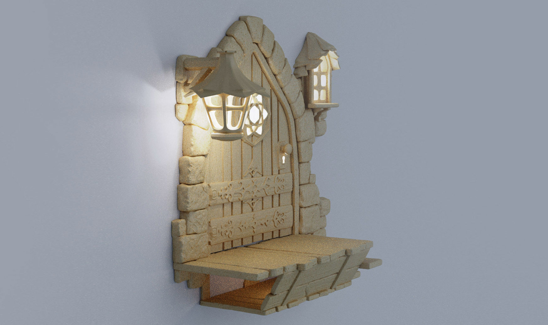 MEDIEVAL DOOR - LIGHT 3D print model_4