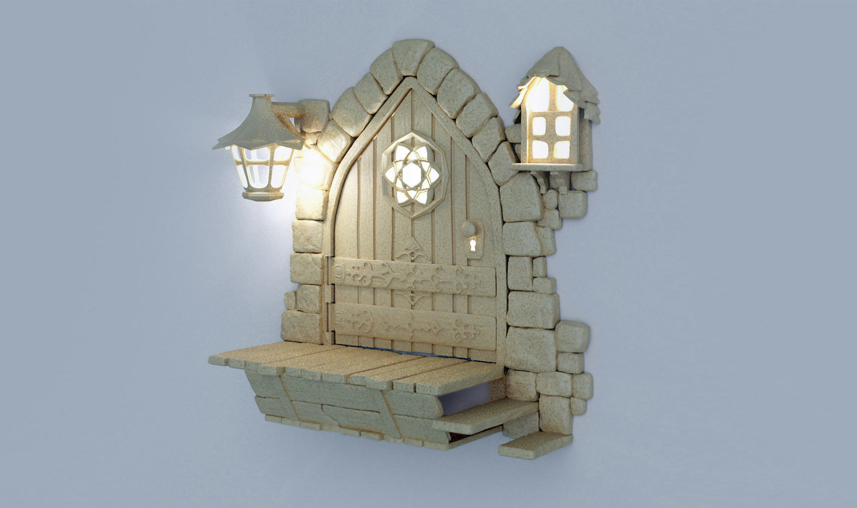 MEDIEVAL DOOR - LIGHT 3D print model_6
