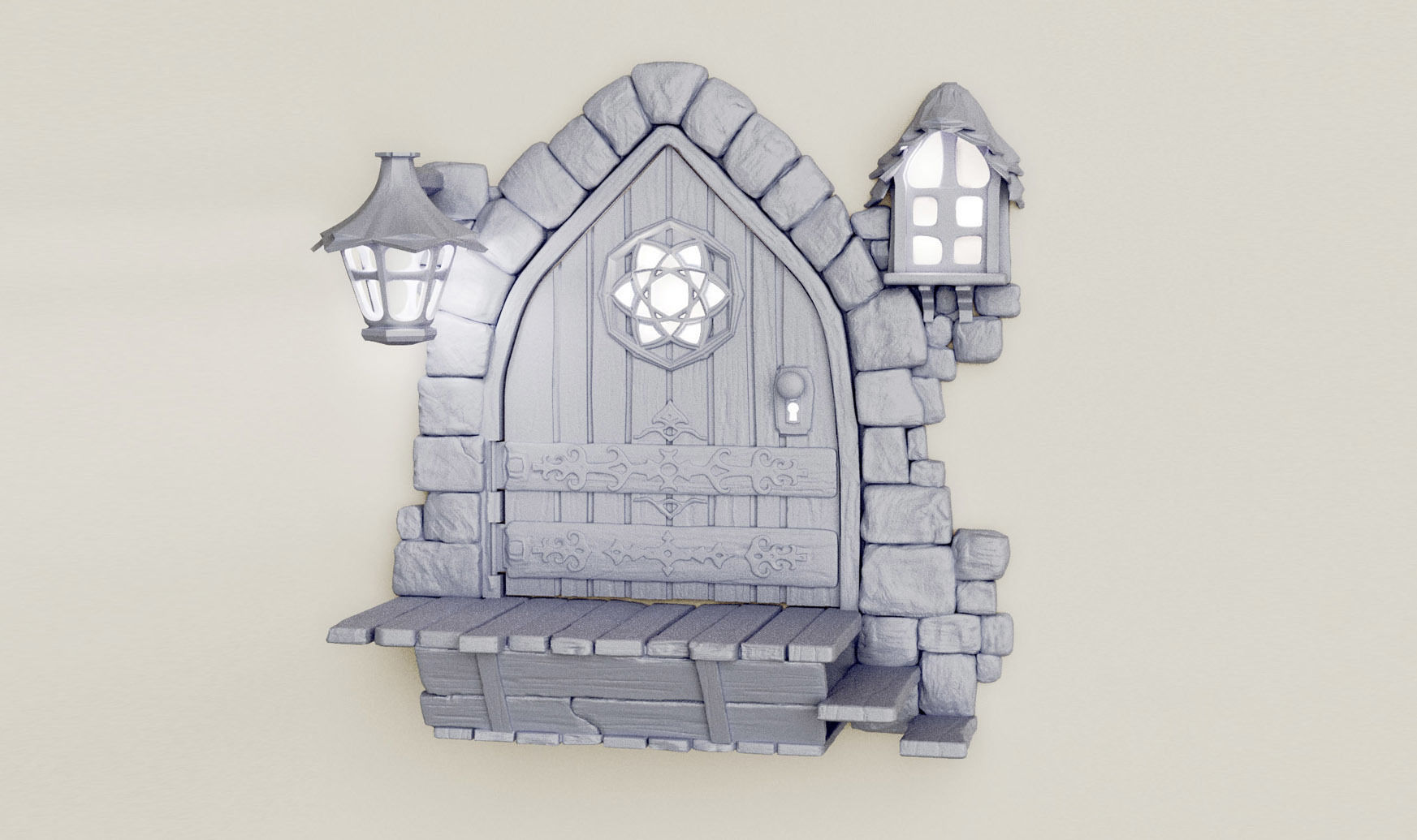 MEDIEVAL DOOR - LIGHT 3D print model_5