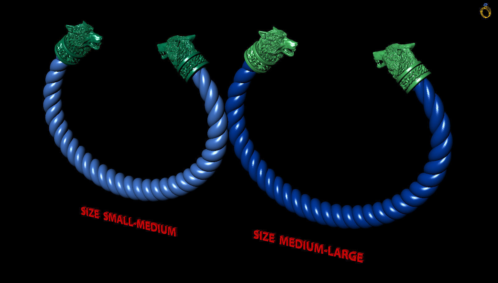 Odin Wolves Nordic Viking Bangle Amulet Bracelet  3D print model_5