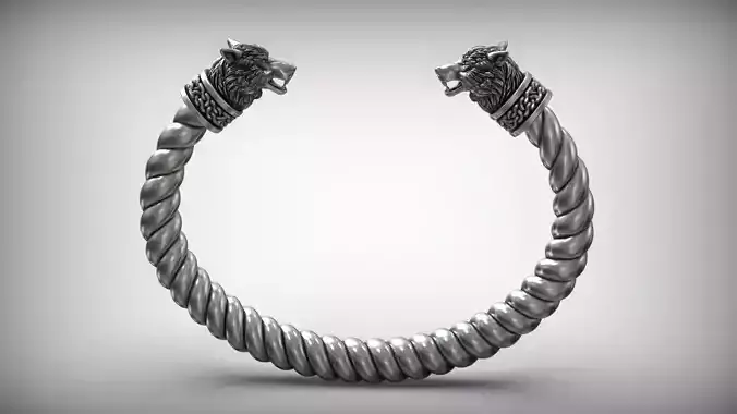 Odin Wolves Nordic Viking Bangle Amulet Bracelet 