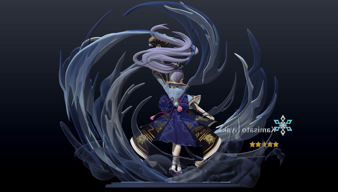 Kamisato Ayaka 3D Statue Model Ztl ZPR OBJ STL Blend file 3D model_1