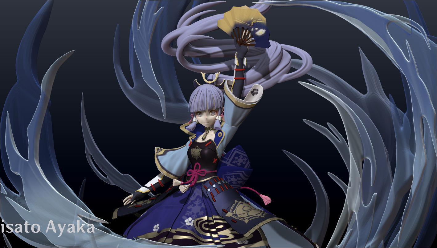 Kamisato Ayaka 3D Statue Model Ztl ZPR OBJ STL Blend file 3D model_4