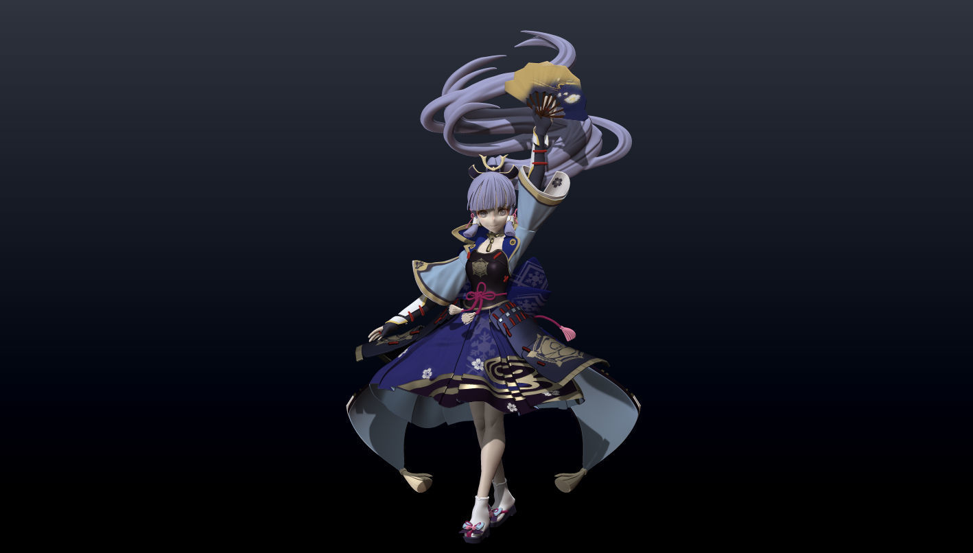 Kamisato Ayaka 3D Statue Model Ztl ZPR OBJ STL Blend file 3D model_7