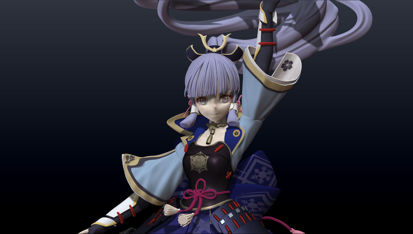 Kamisato Ayaka 3D Statue Model Ztl ZPR OBJ STL Blend file 3D model_9