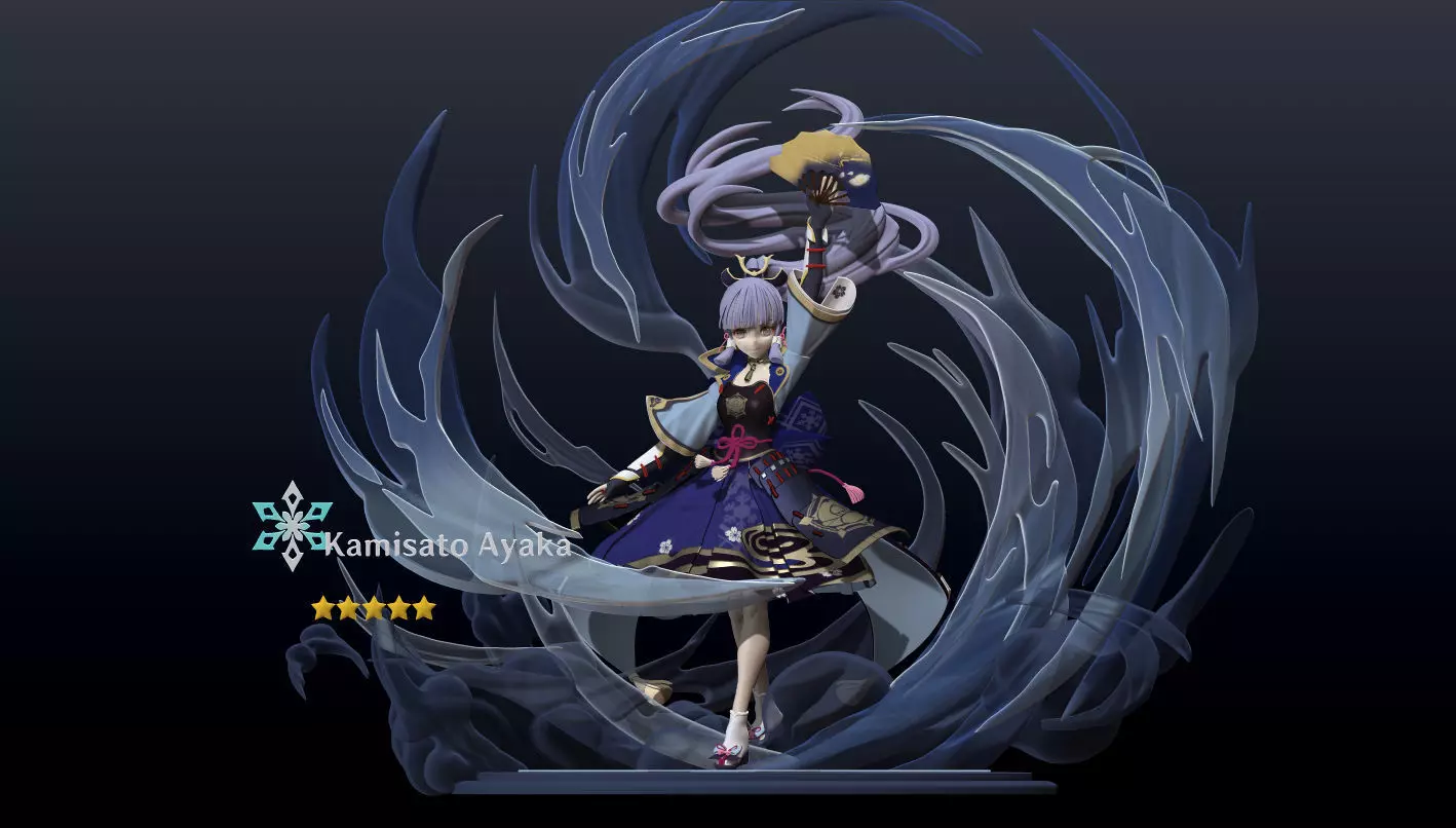 Kamisato Ayaka 3D Statue Model Ztl ZPR OBJ STL Blend file 3D model_0