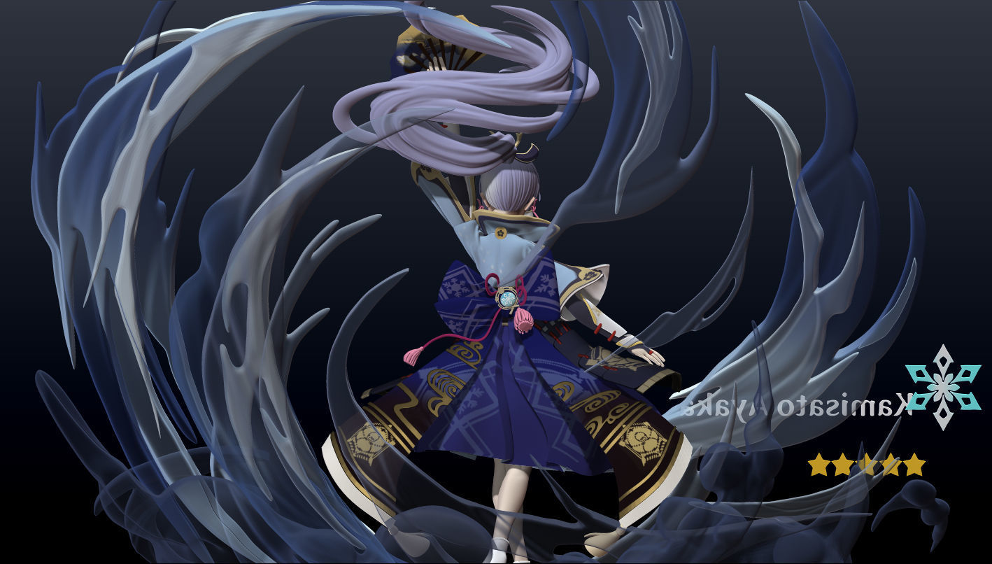 Kamisato Ayaka 3D Statue Model Ztl ZPR OBJ STL Blend file 3D model_5